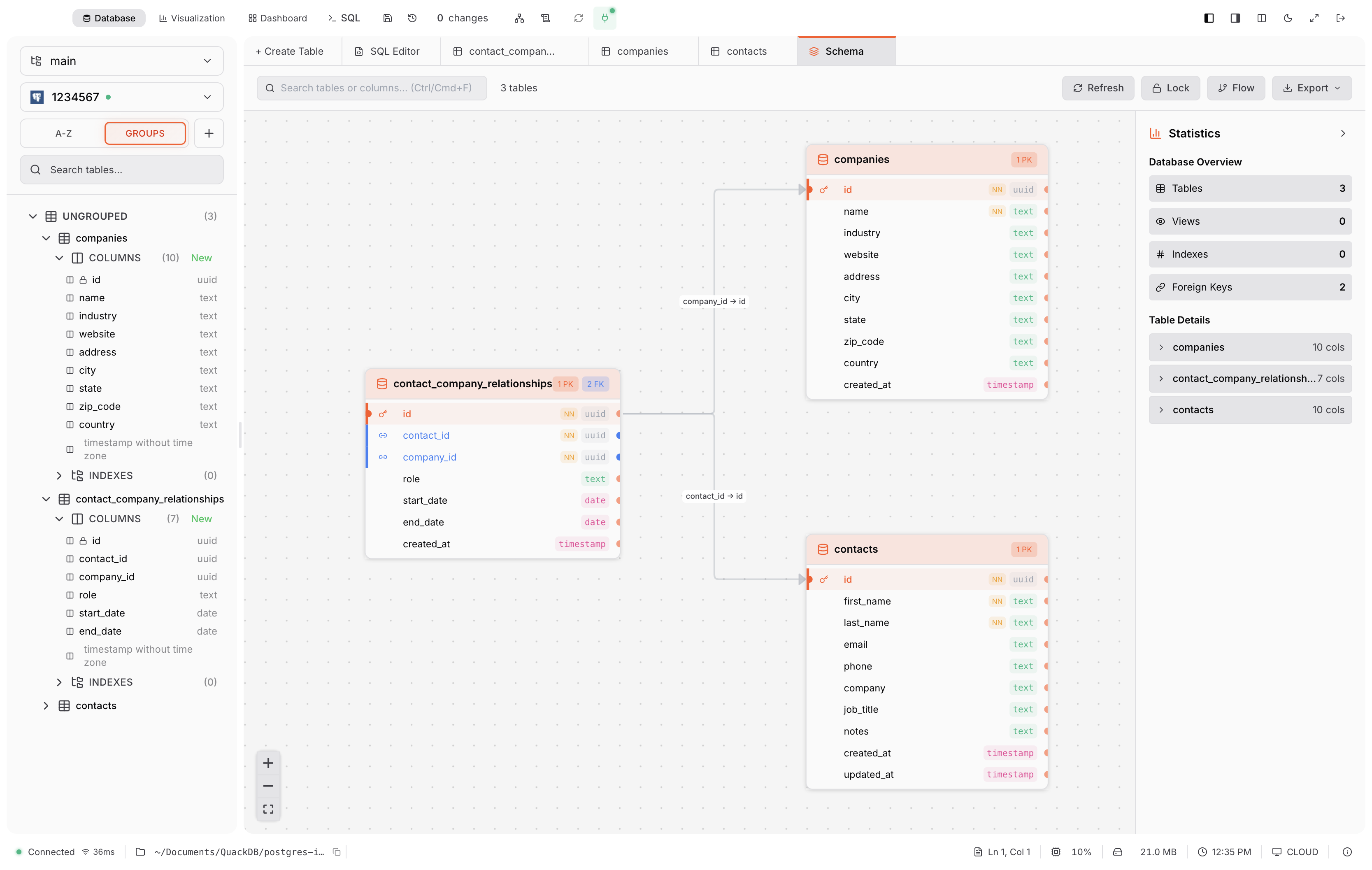 QuackDB Schema Diagram View