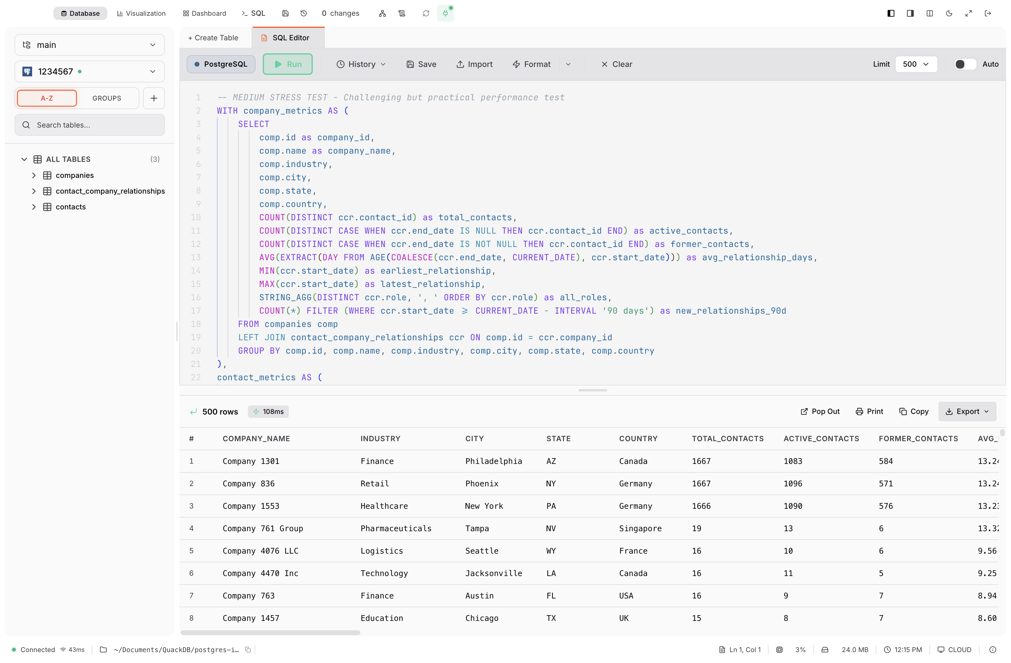 QuackDB SQL Editor